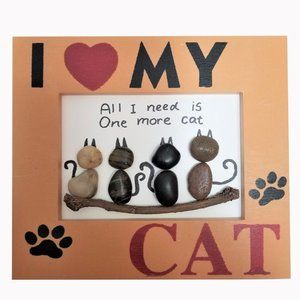 Pebble Art Cat Painting Picture Rock Art